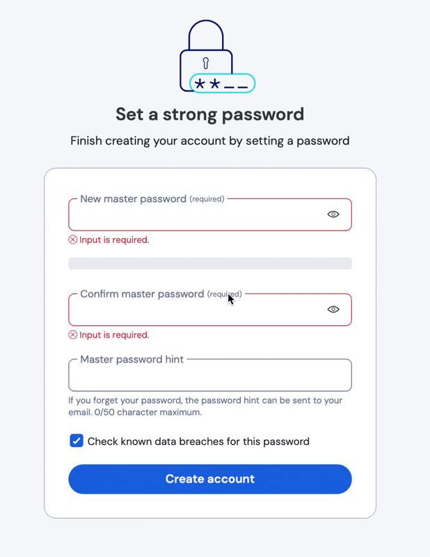 Настройка мастер-пароля